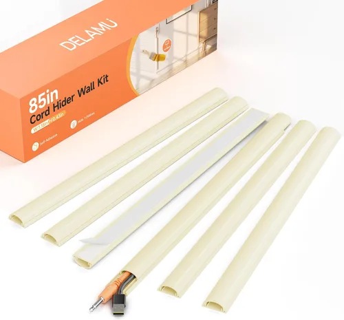 Miniatura 10 de Kit de ocultación de cables Delamu para pared con adhesivo, cubierta de alambre de múltiples funciones, 42.5 pulgadas para ocultar cables en Blanco