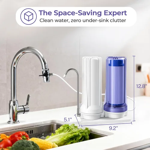 Miniatura 6 de iSpring CKC2 - Filtro de agua para encimera de 2 etapas, certificado NSF/ANSI 58, reduce PFAS, cloro, sedimentos y olor, 8000 galones, hasta 12