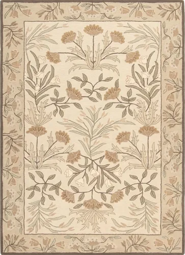 Miniatura 10 de Restoration and Renovation Handmade Floral Adeline Beige/Blue Tulips Traditional Crafted Wool Area Rug for Living Room Bedroom and Kitchen