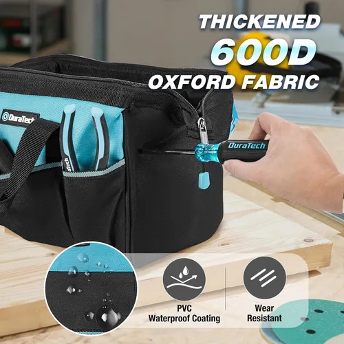 Miniatura 4 de DURATECH Bolsa de herramientas portátil de 13 pulgadas con 9 bolsillos, bolsas de herramientas para hombres y mujeres, bolsa de herramientas