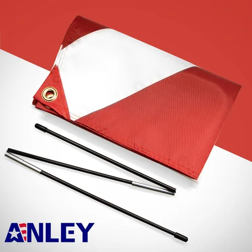 Miniatura 7 de Anley Bandera de advertencia de buzo con poste de refuerzo extraíble de 20 x 24 pulgadas, doble costura, banderas de buceo rojas y blancas