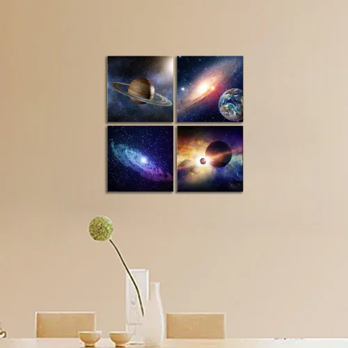 Miniatura 2 de Wieco Art Lienzo Giclée para pared, imágenes espaciales para dormitorio, decoración del hogar, poder mágico universal, moderno, 4 paneles