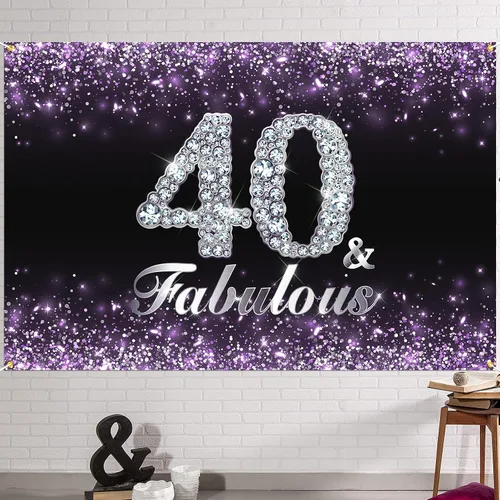 Miniatura 24 de HAMIGAR Fondo de pancarta de feliz cumpleaños número 10 de 6 x 4 pies, suministros de fiesta de cumpleaños para niñas, color morado