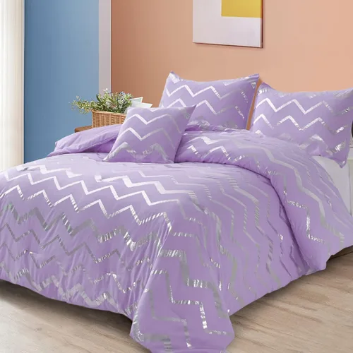 Miniatura 9 de Menghomeus Juego de edredón King con estampado metálico azul/plateado con purpurina, ropa de cama bonita y brillante para adolescentes, niñas, niños