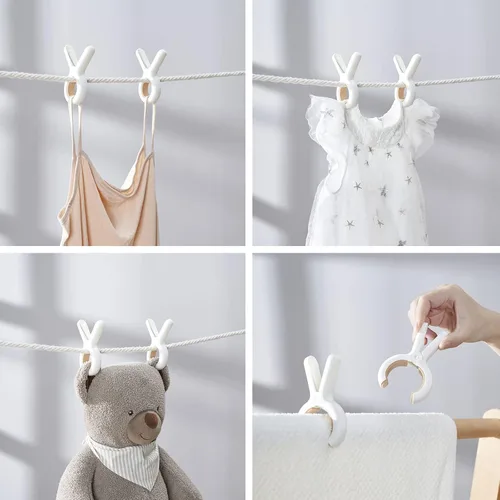 Miniatura 7 de Paquete de 6 pinzas de ropa de plástico con resortes fuertes antioxidantes, clips resistentes para toallas de playa, pinzas de ropa para mantener