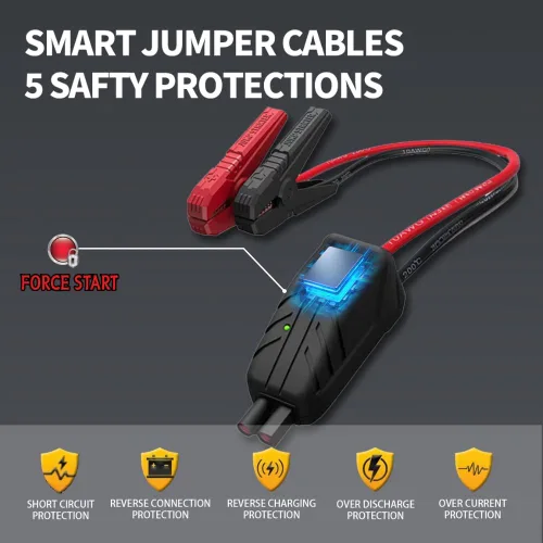 Miniatura 3 de X5 1000A Jump Starter Paquete de refuerzo de batería de litio de 12 V, caja de salto portátil, banco de energía y cables de puente para motores