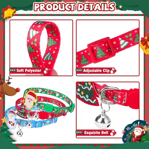 Miniatura 3 de PUPTECK Collar de gato con campanas, collar de gatito ajustable para niñas y niños pequeños, cachorro, conejito, bonito accesorio de disfraz