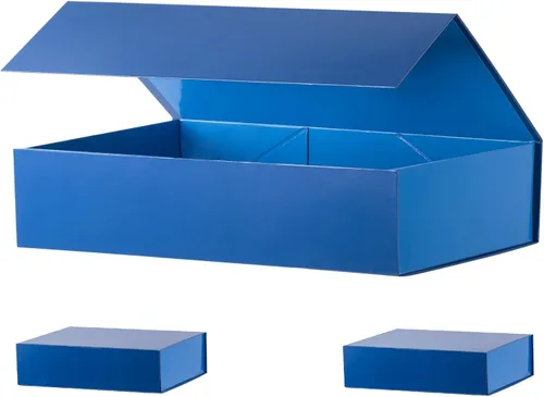 Miniatura 8 de Caja de regalo negra extragrande de 19 x 16 x 6 pulgadas, enorme caja rectangular plegable con tapa cierre magnético para propuesta de padrino