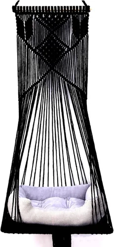 Miniatura 10 de Doralus - Cama para gato tipo hamaca de macramé, columpio cama para gato, jaula de cuerda de algodón colgante para gato, casa para gatos, juguete