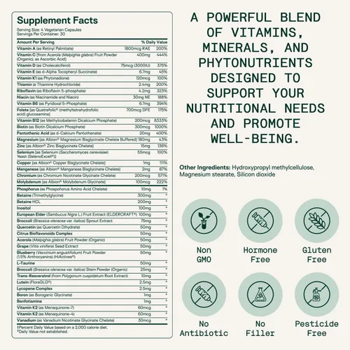 Miniatura 6 de Adapt Naturals - Paquete de salud intestinal e inmune - Biome Protect 4 en 1 prebióticos, probióticos, suplemento postbiótico y multivitamínico