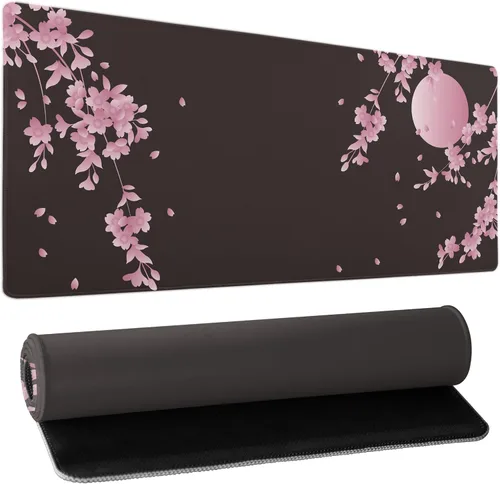 Miniatura 38 de Alfombrilla de mouse XXL para juegos grande, color rosa Sakura Death Life, alfombrilla de escritorio extendida, base de goma antideslizante de 35.4