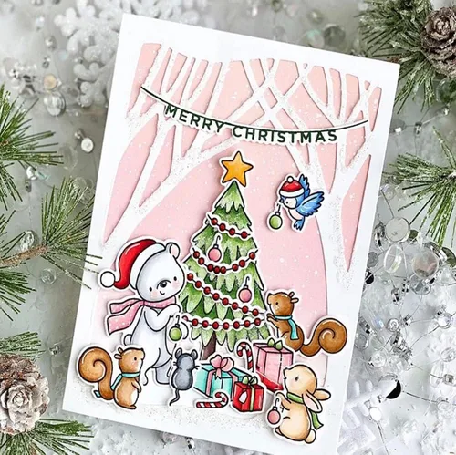 Miniatura 3 de Marco de árboles de muñeco de nieve troquelados de metal, plantillas de corte de árboles de muñeco de nieve para manualidades, tarjetas de álbumes