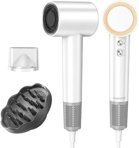 Miniatura 11 de Secador de pelo con motor de 110000 RPM de alta velocidad de 1400 W para secado rápido de 1 a 5 minutos, 3 niveles de viento caliente/frío y 49 dB