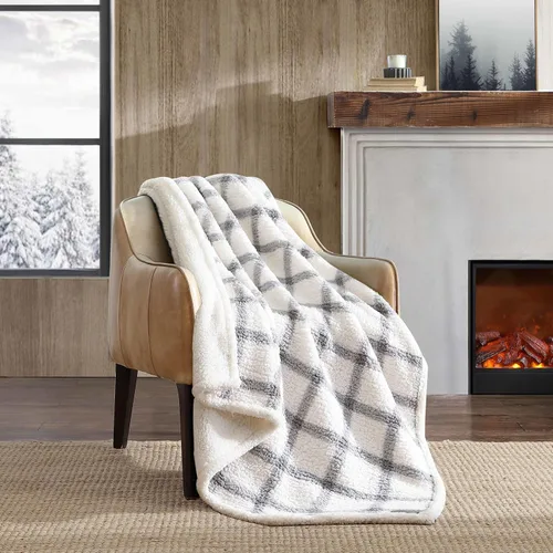 Miniatura 23 de Eddie Bauer - Manta, Forro Polar Cepillado y Ropa de Cama Sherpa Suave, Manta para Sofá y Cama (Gris Tono Alce, 50" x 60")