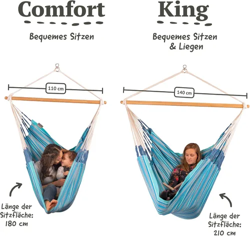 Miniatura 9 de LA SIESTA® - Silla de Hamaca XL King Habana de Algodón & CasaMount - Silla Colgante con Kit de Suspensión para Paredes, Techos y Vigas Cuadradas