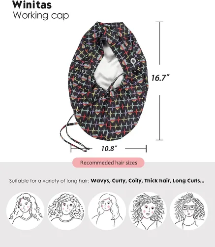 Miniatura 3 de Gorro de trabajo forrado de satén con botón para mujeres de cabello largo
