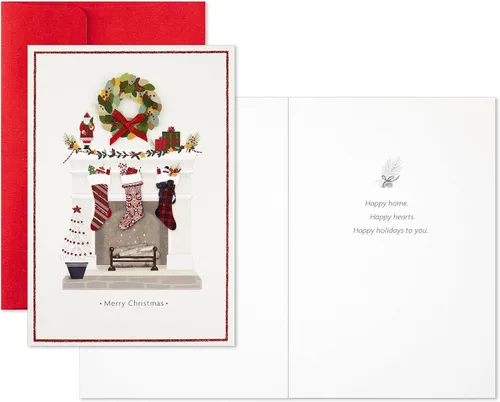 Miniatura 4 de Hallmark - Tarjetas de Navidad hechas a mano en caja (12 tarjetas con sobres) Chimenea, Hogar Feliz