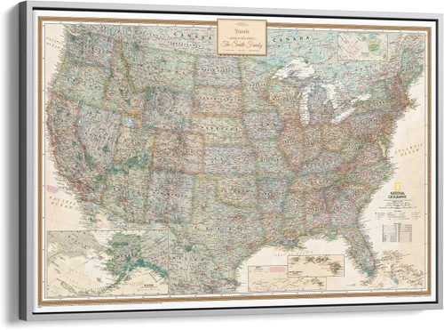 Miniatura 8 de Póster de lienzo enrollado personalizado con mapa de EE.UU. como arte de pared con chinchetas – Mapa ejecutivo grande de 24" x 36" de EE.UU.