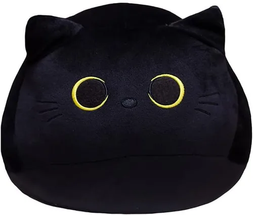 Gato negro de peluche, juguete de felpa con forma de gato creativo, almohada suave, juguetes y regalos de muñecos lindos para novia, niños, niñas