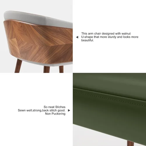 Miniatura 6 de ARTPLAN Juego de 2 sillas de comedor, sillas decorativas tapizadas de tela para sala de estar, sillas de brazo para muebles de interior del hogar