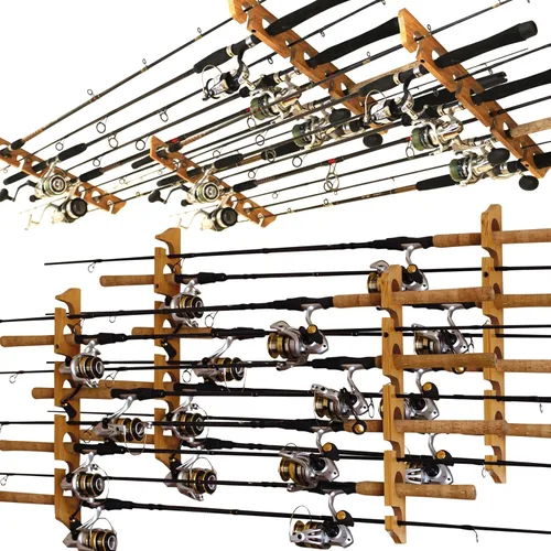 Miniatura 10 de Rush Creek Creations 8 Fishing Rod Wall or Ceiling Storage Rack, Vertical or Horizontal Holder for Garage, 8 Rod and Reel Combo Capacity
