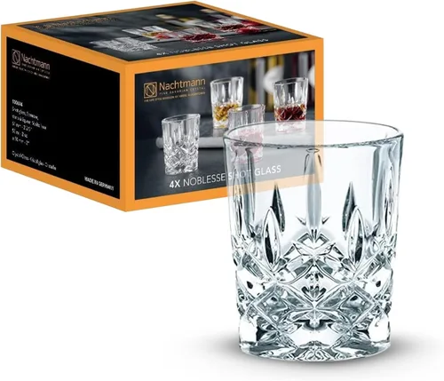 Nachtmann Noblesse Collection - Juego de 4 vasos de chupito transparentes de alta calidad, capacidad de 2 onzas, perfectos para whisky, tequila,