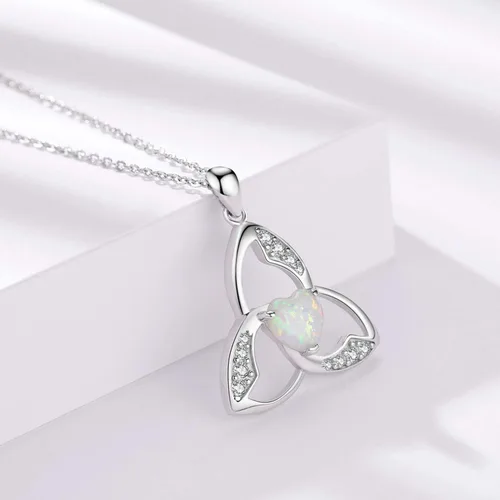 Miniatura 2 de JUSTKIDSTOY Collar celta de plata de ley 925 con nudo celta de la Trinidad de ópalo collar con colgante de ópalo de buena suerte regalos irlandeses