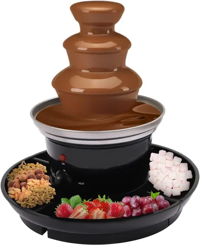 Miniatura 8 de Fuente de fondue de chocolate de 3 niveles, capacidad de 1 libra, con varilla giratoria en espiral, hecha de polipropileno y acero inoxidable 430