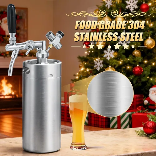 Miniatura 2 de Mini cultivador de barril de 128 onzas con grifo ajustable, sistema de grifo de cerveza de acero inoxidable a presión, sistema dispensador