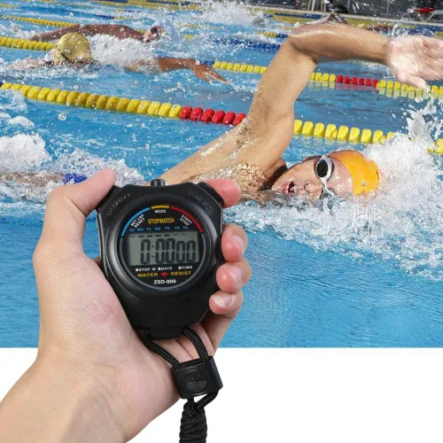 Miniatura 8 de Vicloon Cronómetro deportivo digital con silbato de acero inoxidable, pantalla LCD grande adecuada para fútbol, baloncesto, correr, natación, Negro