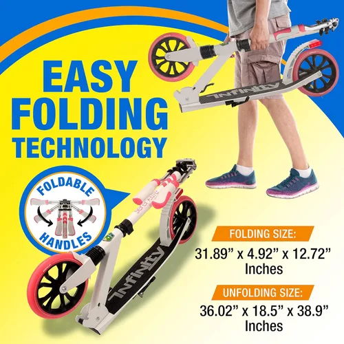 Miniatura 5 de SereneLife Patinete ligero y plegable cómodo manubrio de barra en T, scooter ajustable para adolescentes y adultos, cubierta de aleación con ruedas