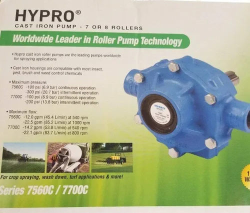 Miniatura 4 de PENTAIR HYPRO 7560C Bomba de 8 rodillos, hierro fundido, 22.5 GPM, 300 PSI, 1000 RPM, puertos NPT de 3/4 pulgadas, sello Viton, eje sólido de 15/16