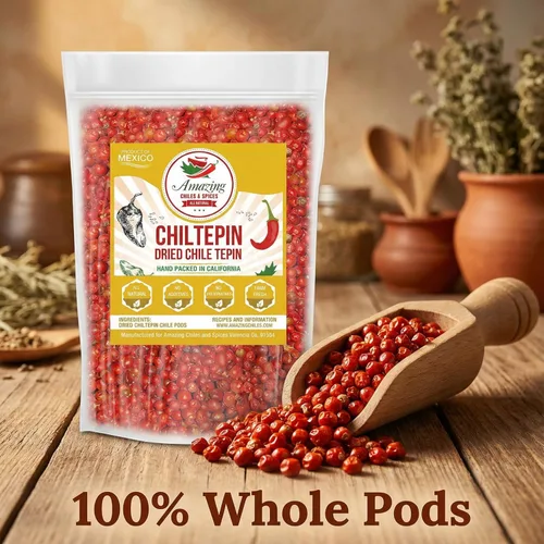 Miniatura 8 de Pimientos Chiltepin secos (Chile Tepin) – Bolsa de 4 onzas – Ideal para usar con mariscos, salsas, guisos, salsa, carnes. Muy caliente con un sabor