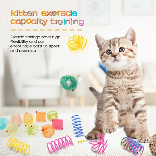 Miniatura 5 de Sumind 30 unidades de juguetes de resorte para gatos, resortes en espiral para interiores, interactivos para gatos, juguetes para mascotas, espiral