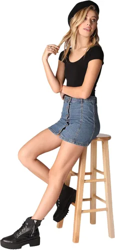 Miniatura 4 de NIKIBIKI Top ajustado con cuello redondo y manga casquillo sin costuras para mujer, fabricado en Estados Unidos, talla única