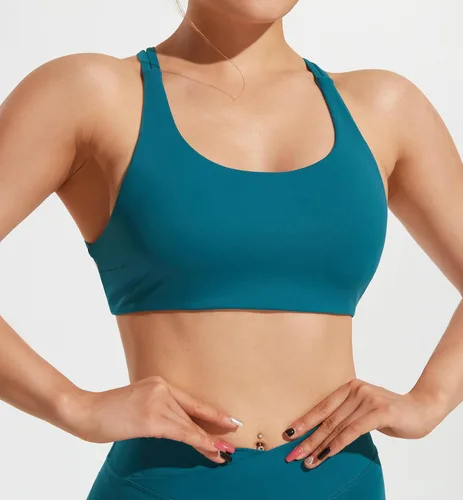 Miniatura 2 de JOYSPELS Brasier deportivo de entrenamiento para mujer, tirantes cruzados en la espalda, tops cortos casuales con almohadillas extraíbles