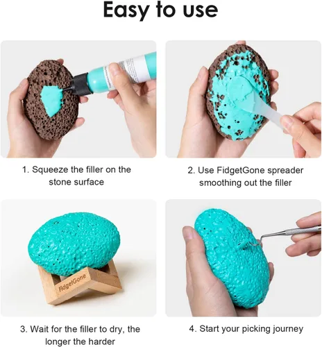Miniatura 4 de Elige piedra para aliviar la ansiedad, elige piedra calmante para pelar, reduce el estrés, kit de piedras exigentes con soporte de exhibición
