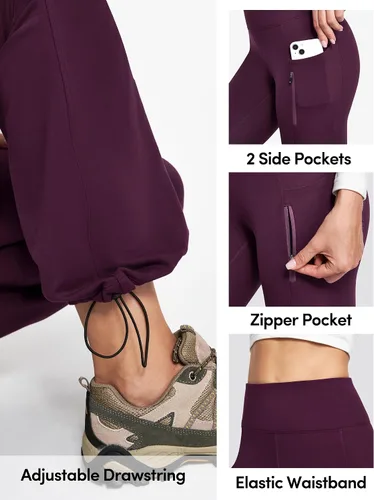 Miniatura 4 de IUGA Pantalones con forro polar para mujer, resistentes al agua, pantalones de senderismo para invierno, leggings acampanados con bolsillos, corte