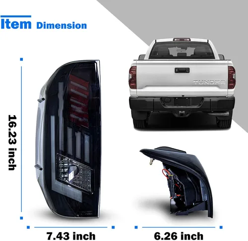 Miniatura 7 de WOLFSTORM Luces Traseras LED Compatibles con Toyota Tundra 2014-2021, Reemplazo de Conjunto de Luces Traseras para Toyota Tundra Pickup, Lente Lente