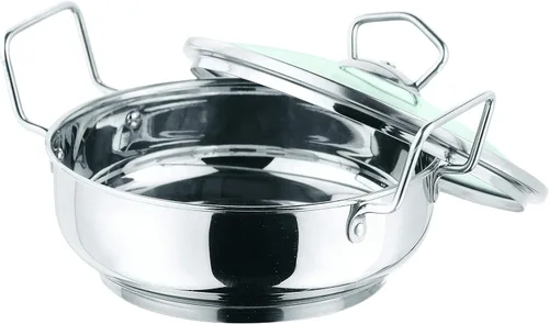 Miniatura 7 de Vinod Kadhai de acero inoxidable con tapa de vidrio – Apto para inducción (7.1 in/7 pulgadas) – 1.5 litros (1.7 cuartos de galón) – 6 tazas
