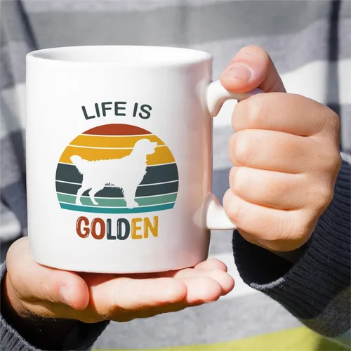 Miniatura 4 de Retreez - Taza divertida con texto en inglés "Cute Golden Retriever Life is Golden Dog Lover Dog Mom Dad", 325 ml, taza de café de cerámica, regalo