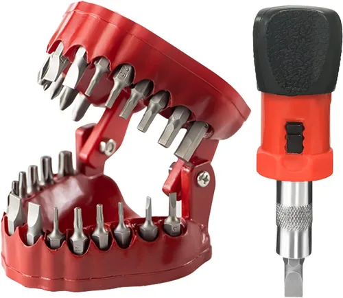 Soporte para brocas de dentadura Magoog, regalo de mordaza para dentista Magoog, decoración de escritorio en escultura 3D, destornillador de 0,6 cm