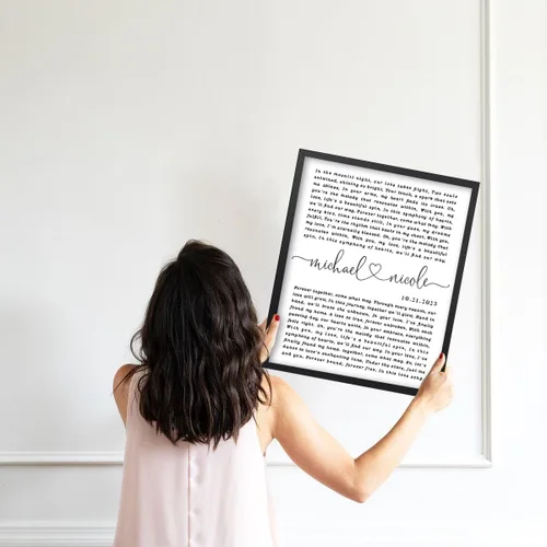 Miniatura 8 de Letras de canciones personalizadas para pared, regalo de boda de aniversario personalizado para parejas, póster de letras de boda, regalo de primera