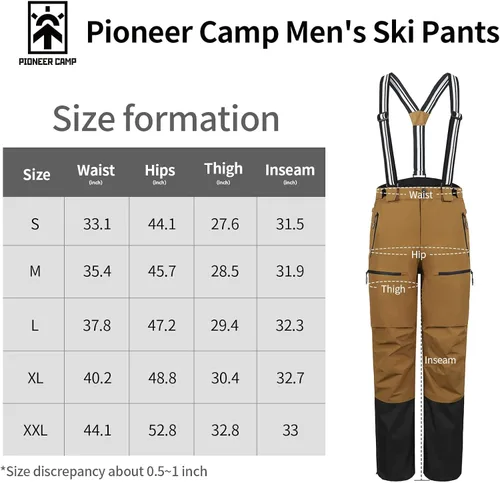 Miniatura 5 de Pioneer Camp Pantalones de esquí para hombre pantalones de snowboard aislados impermeables pantalones de nieve para hombre con peto desmontable