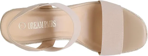 Miniatura 4 de DREAM PAIRS Alpargatas de punta abierta para mujer, sandalias de plataforma elegantes sin cordones con correa elástica en el tobillo