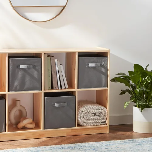 Miniatura 5 de Amazon Basics - Cestos plegables de tela para almacenar, organizadores con asas, 10.5 x 10.5 x 11 pulgadas, color gris, paquete de 6