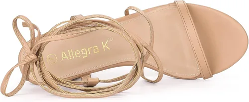 Miniatura 4 de Allegra K Sandalias de tacón grueso con cordones y tiras para mujer