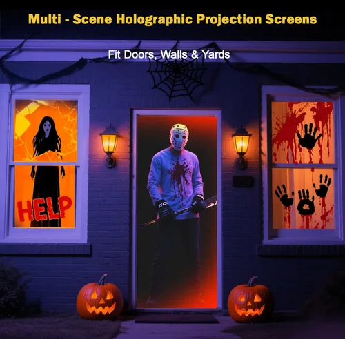 Miniatura 5 de Pantalla de proyector holográfica de Halloween de 40 x 60 pulgadas, pantalla fantasmal de doble cara para ventanas, paredes y decoración de patio al