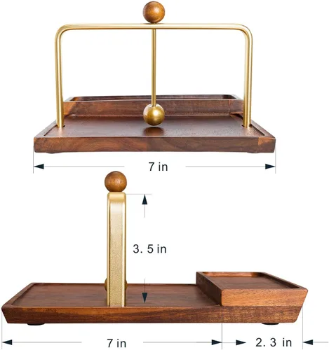 Miniatura 4 de Servilletero de madera con soporte para salero y pimentero, almacenamiento dos en uno para servilletas y botellas de condimentos, soporte