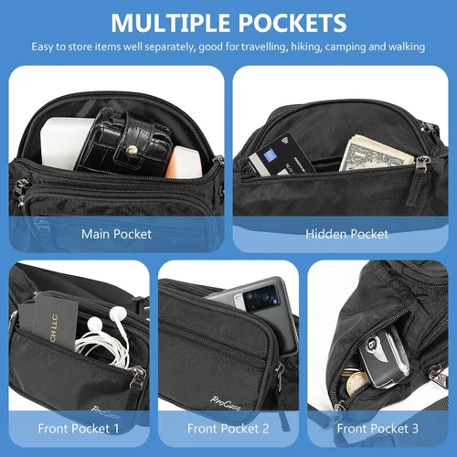 Miniatura 4 de ProCase Riñonera y Mochila de Cintura para Hombres y Mujeres, Bolsa de Cadera para Viaje, Senderismo, Correr y Deportes al Aire Libre
